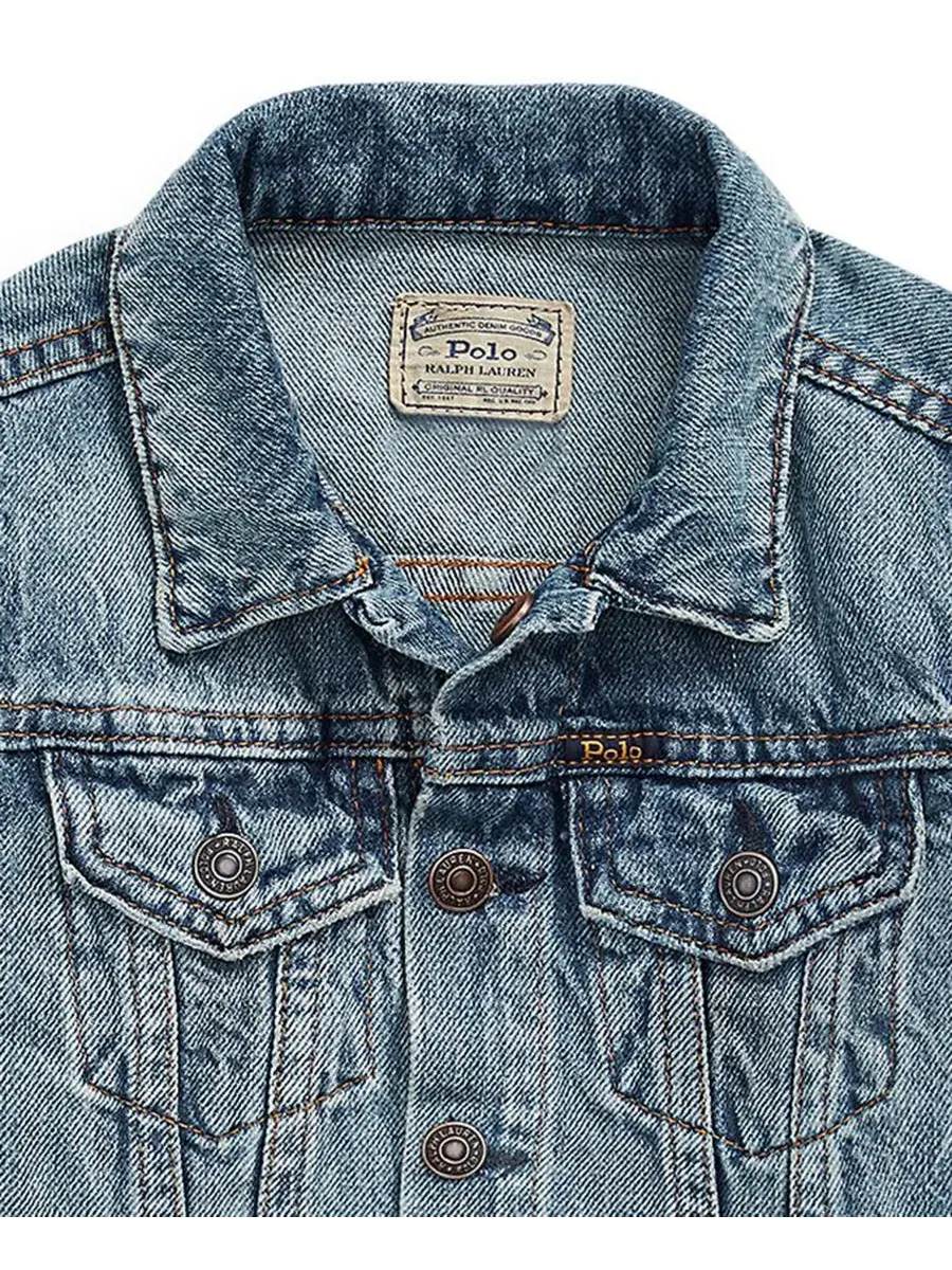 Джинсовая куртка-тракер для девочек, размеры 2T-6X Polo Ralph Lauren — изображение 3 из 5, джинсовый синий синий