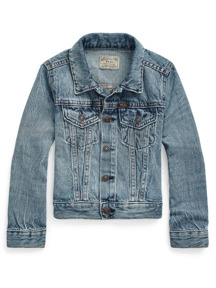 Джинсовая куртка-тракер для девочек, размеры 2T-6X Polo Ralph Lauren — изображение 5 из 5, джинсовый синий синий
