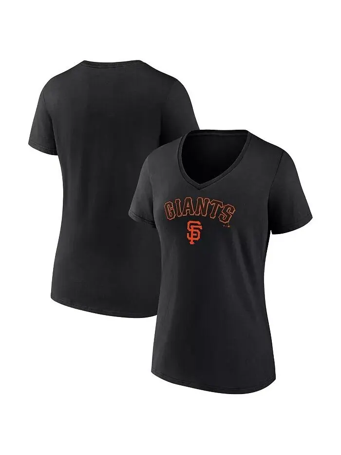 Черная женская футболка с v-образным вырезом San Francisco Giants Team Lockup Fanatics — черный