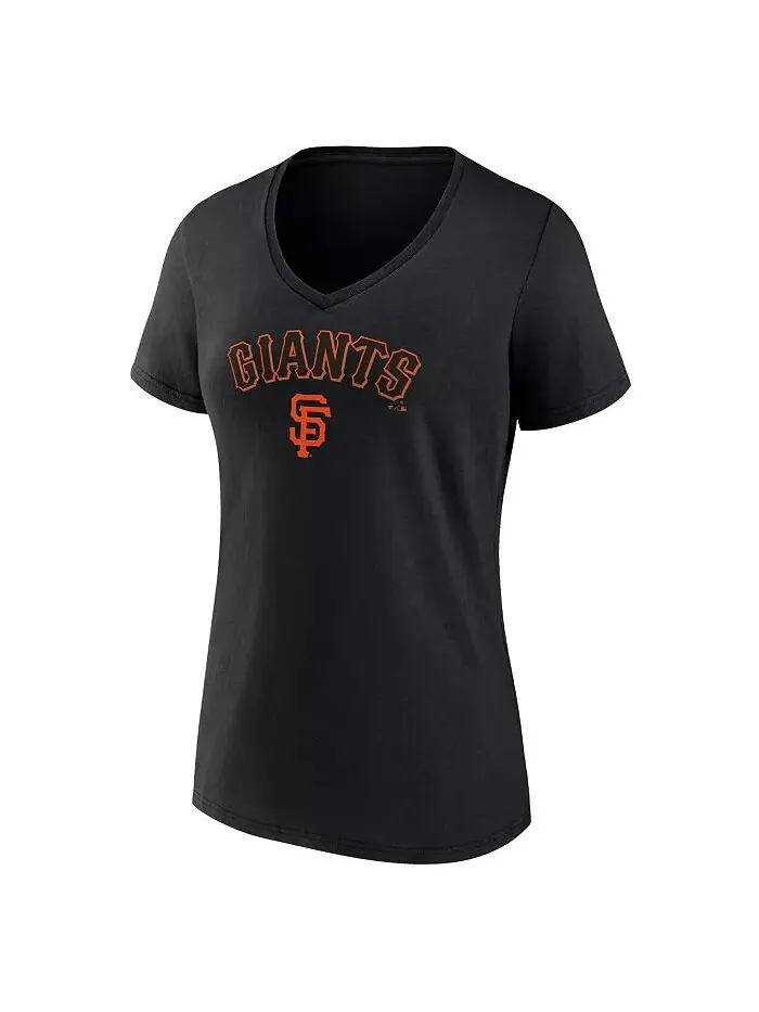 Женская черная футболка San Francisco Giants Team Lockup с V-образным вырезом Fanatics — изображение 2 из 3