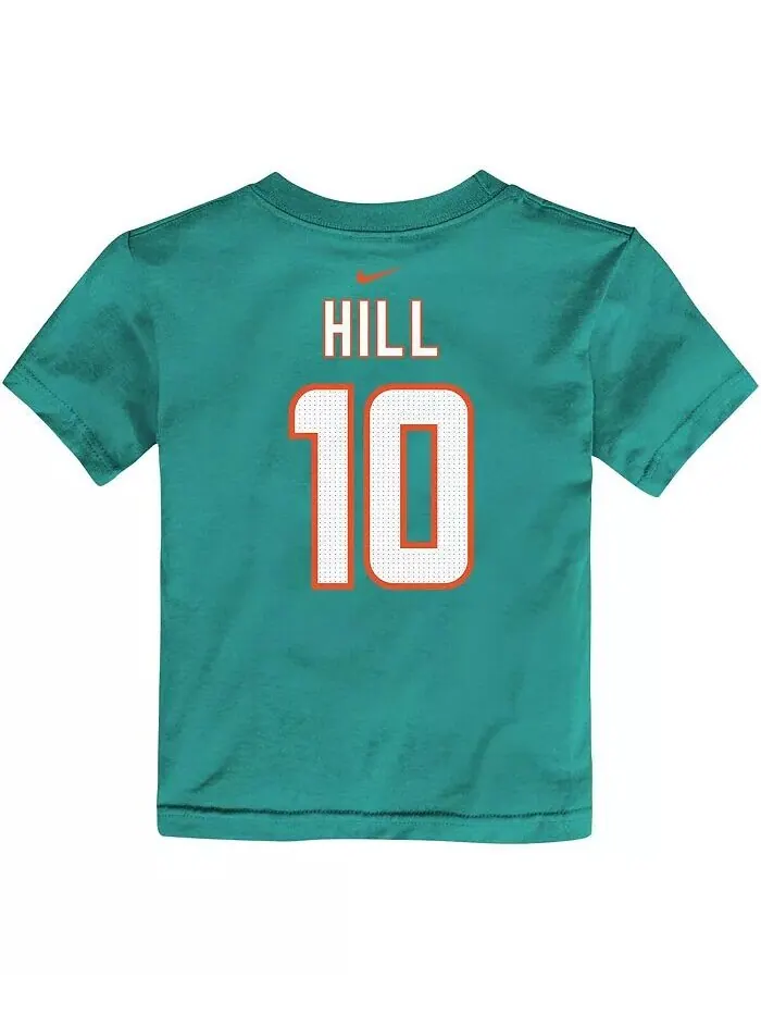 Футболка с именем и номером игрока Tyreek Hill Aqua Miami Dolphins для мальчиков и девочек Nike — изображение 2 из 3, голубой