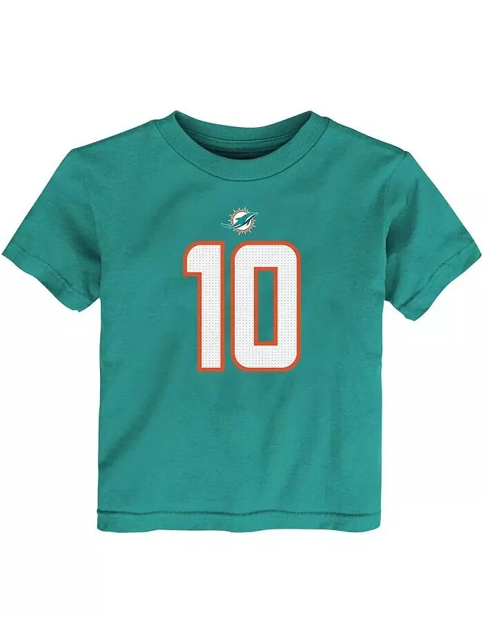 Футболка с именем и номером игрока Tyreek Hill Aqua Miami Dolphins для мальчиков и девочек Nike — изображение 3 из 3, голубой
