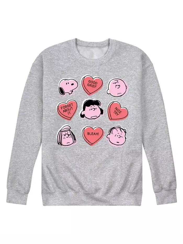 Мужская флисовая футболка с длинным рукавом Peanuts Candy Hearts AIRWAVES — изображение 1 из 3, серый