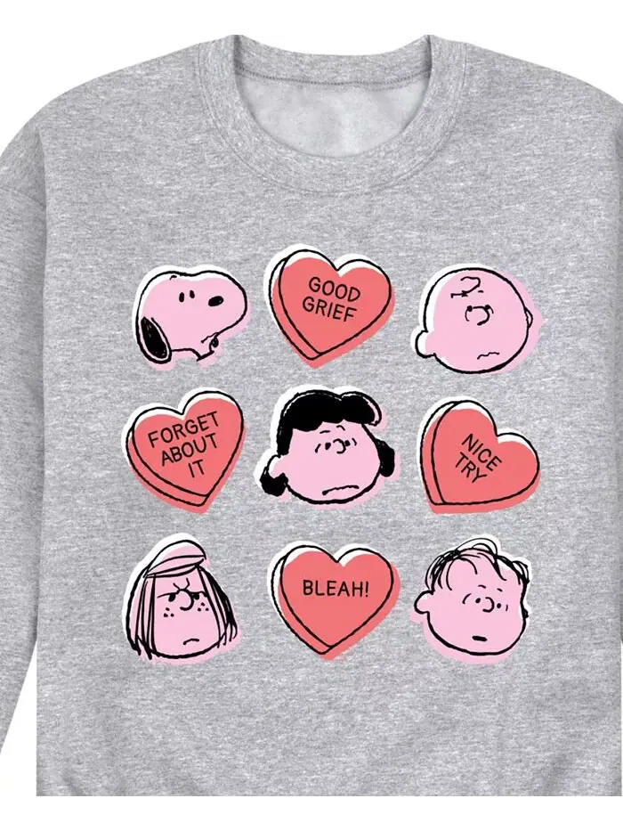 Мужская флисовая футболка с длинным рукавом Peanuts Candy Hearts AIRWAVES — изображение 3 из 3, серый