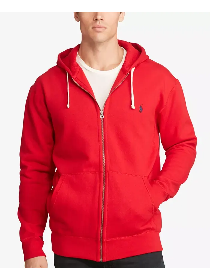 Мужская толстовка с капюшоном на молнии Signature Fleece больших размеров Big & Tall Polo Ralph — изображение 1 из 3, красный