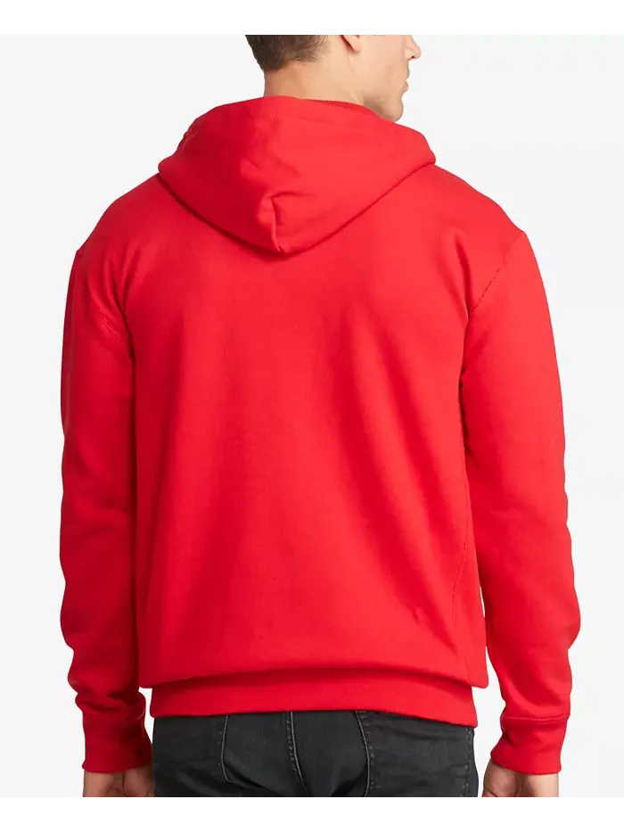 Мужская толстовка с капюшоном на молнии Signature Fleece больших размеров Big & Tall Polo Ralph — изображение 2 из 3, красный