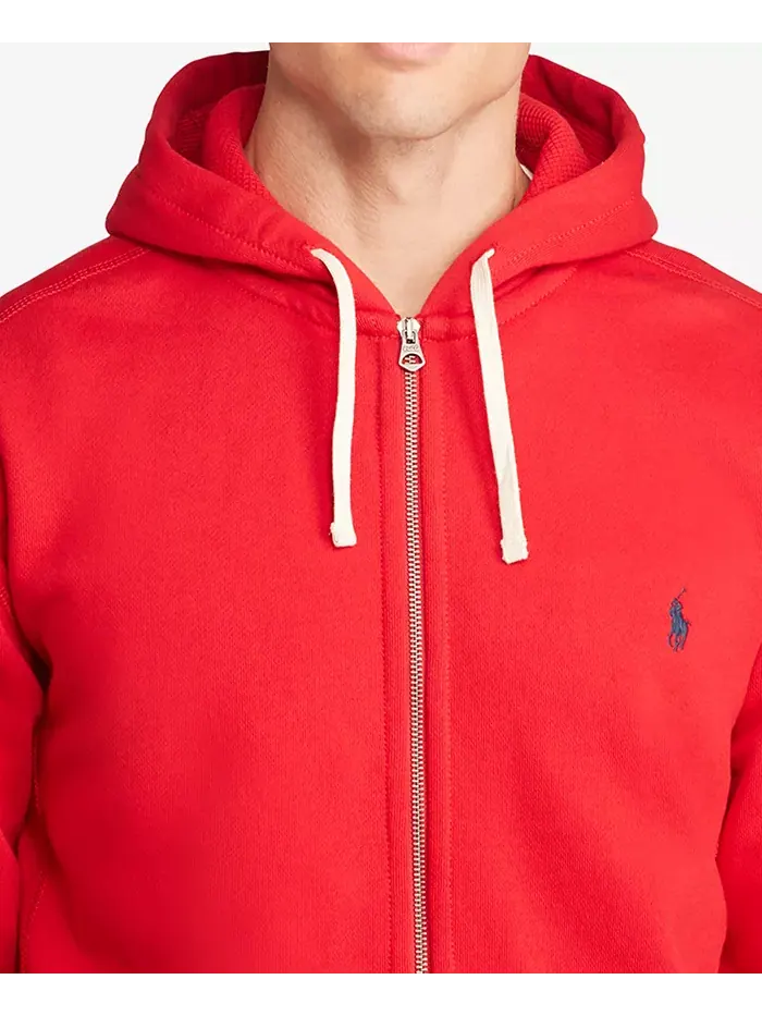 Мужская толстовка с капюшоном на молнии Signature Fleece больших размеров Big & Tall Polo Ralph — изображение 3 из 3, красный