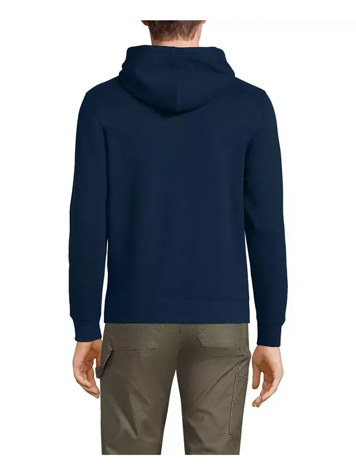 Мужская толстовка с капюшоном Serious Sweats на молнии, с длинными рукавами Lands' End — изображение 2 из 3, темно-синий