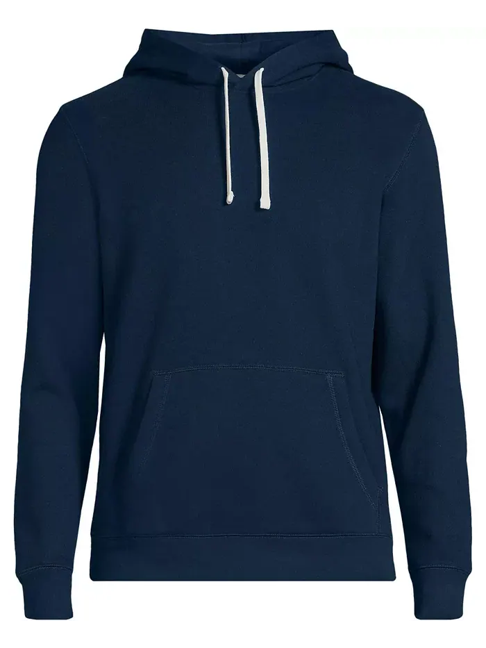 Мужская толстовка с капюшоном Serious Sweats на молнии, с длинными рукавами Lands' End — изображение 3 из 3, темно-синий