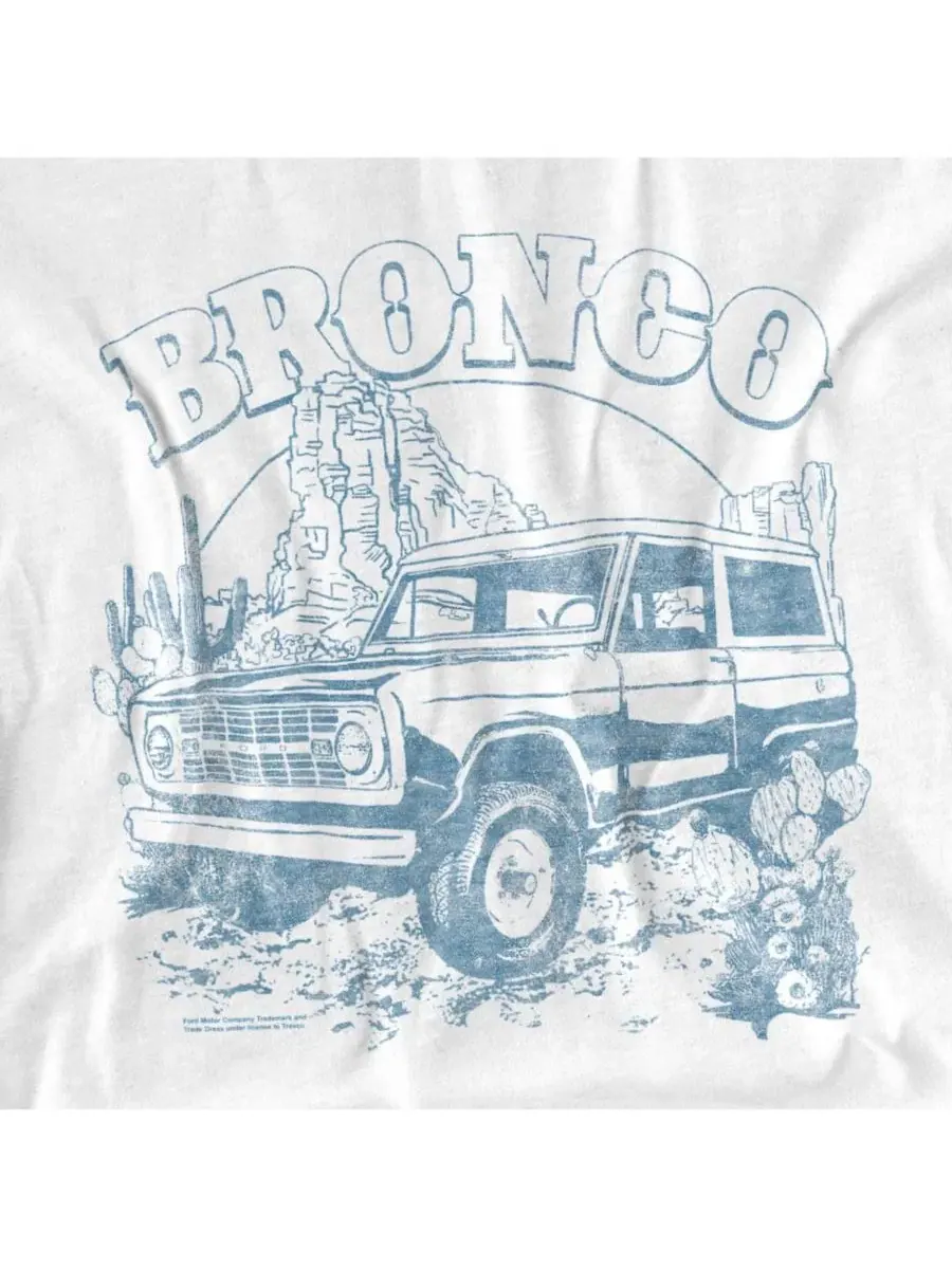 Мужская футболка с принтом Ford Bronco Mono Mustang — изображение 3 из 3, белый