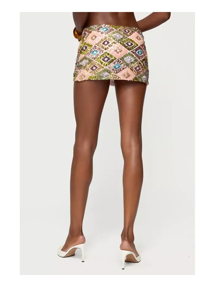 Женская мини-юбка Naama Sequin Mini Skort Edikted — изображение 2 из 5, мульти