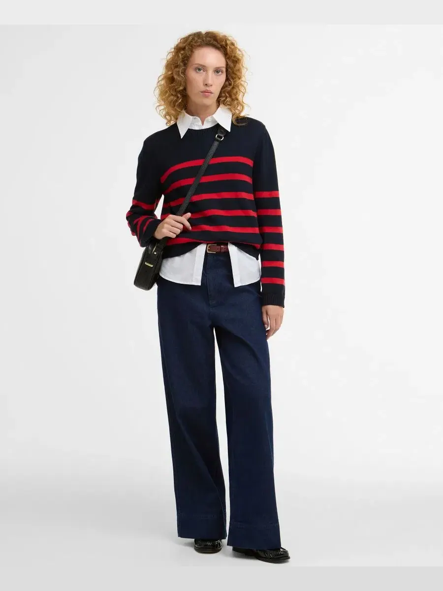 Женский свитер Fern Knitted Stripe Barbour — изображение 2 из 7, темно-синий/красный