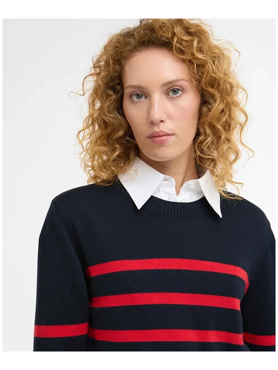 Женский свитер Fern Knitted Stripe Barbour — изображение 3 из 7, темно-синий/красный