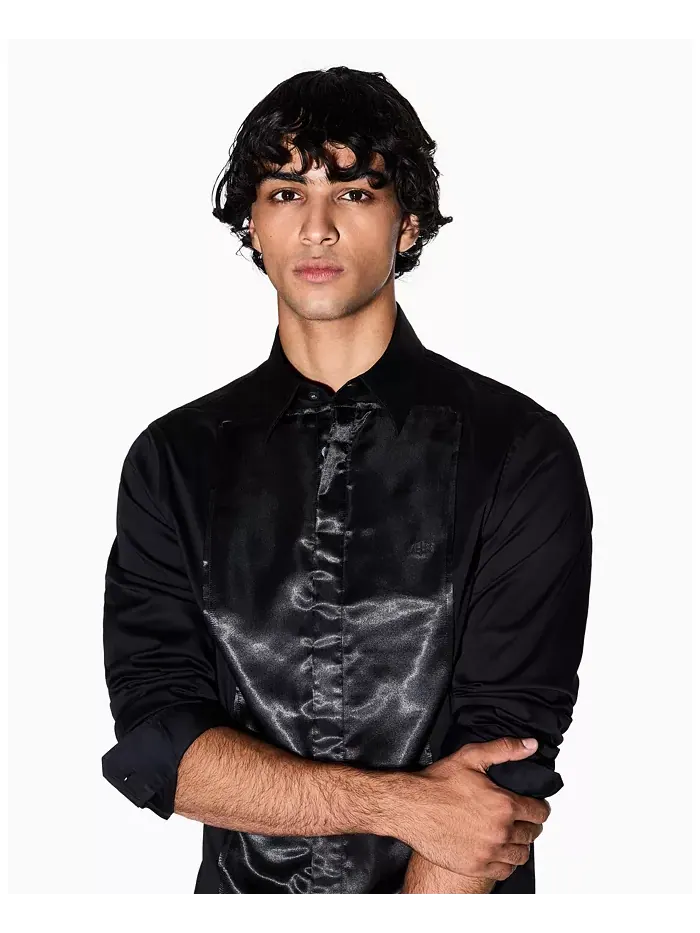 Мужская ночная лабораторная сатиновая рубашка Box Woven A|X Armani Exchange — изображение 2 из 5, черный