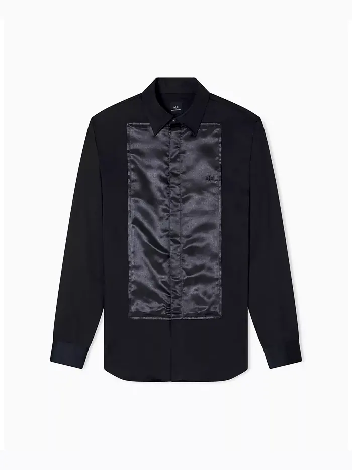 Мужская ночная лабораторная сатиновая рубашка Box Woven A|X Armani Exchange — изображение 4 из 5, черный