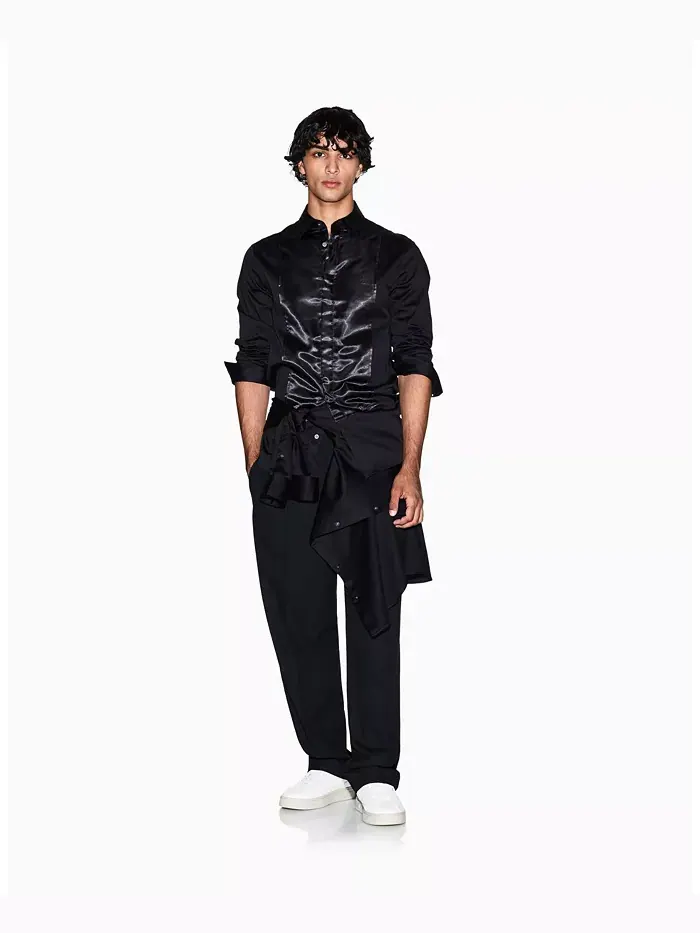 Мужская ночная лабораторная сатиновая рубашка Box Woven A|X Armani Exchange — изображение 5 из 5, черный