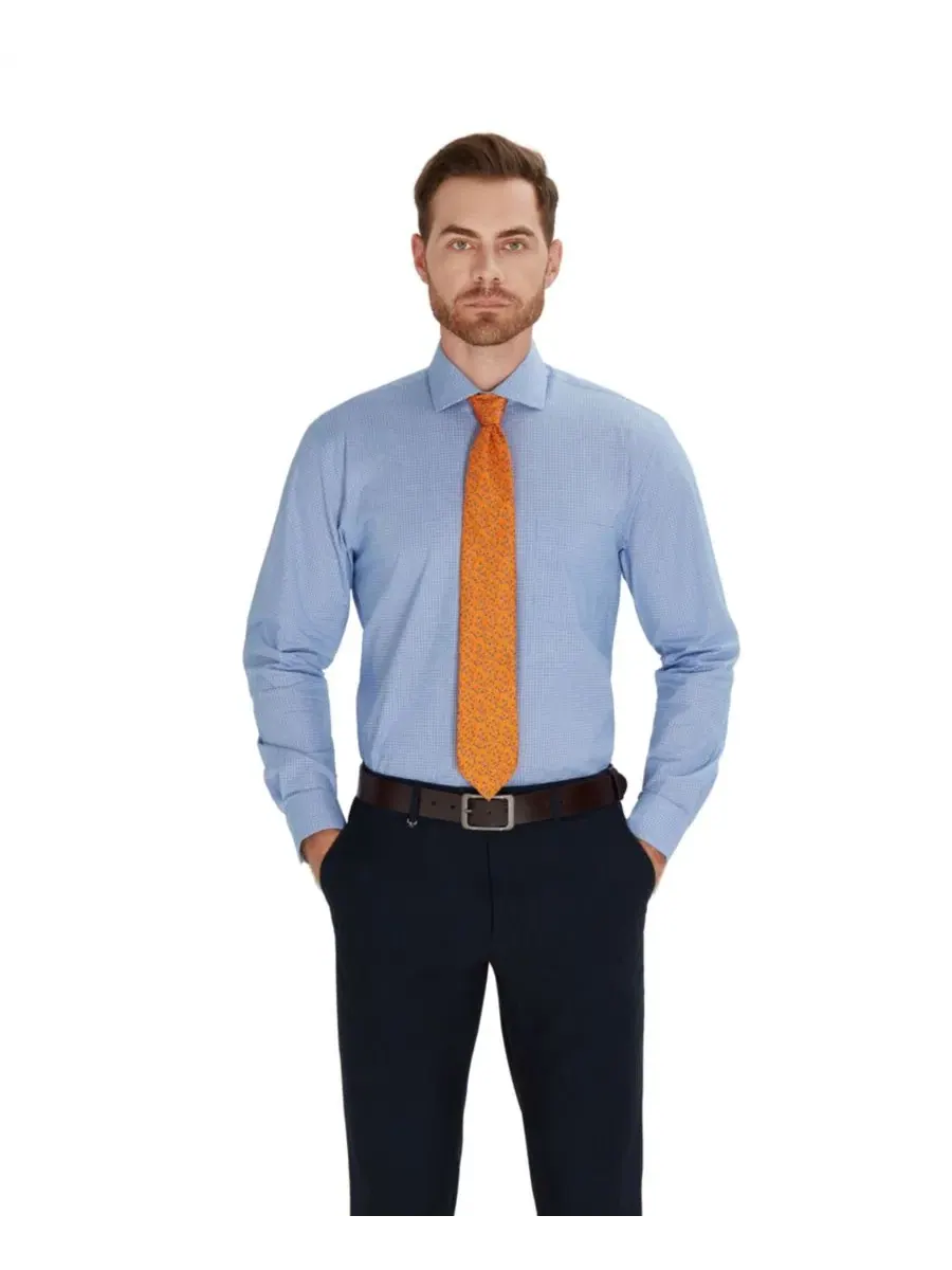 Мужская классическая рубашка Regular Fit Bespoke из поплина Club Room — изображение 1 из 8, сине-серый