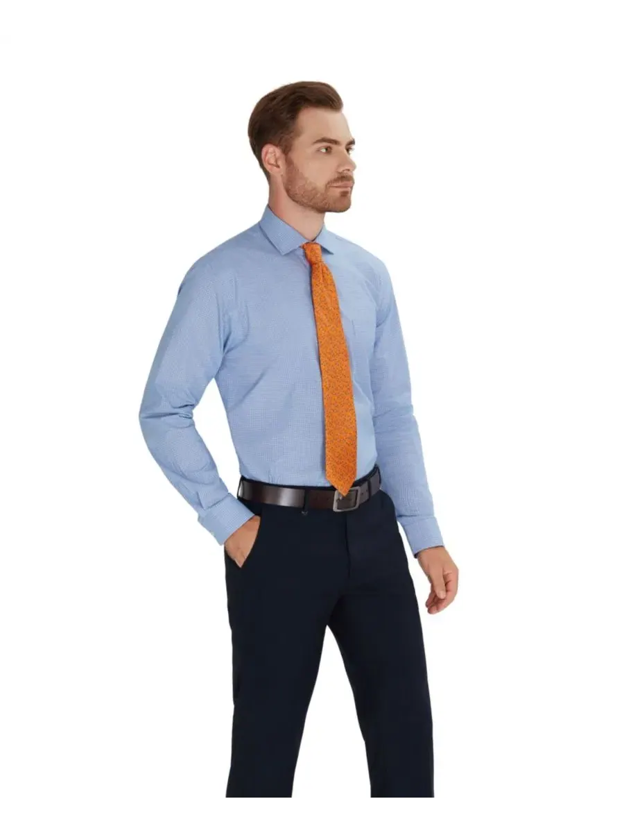 Мужская классическая рубашка Regular Fit Bespoke из поплина Club Room — изображение 3 из 8, сине-серый
