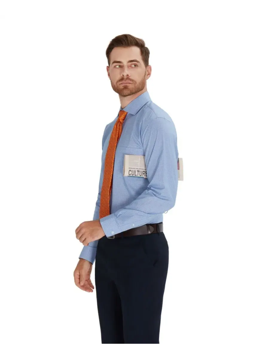 Мужская классическая рубашка Regular Fit Bespoke из поплина Club Room — изображение 4 из 8, сине-серый