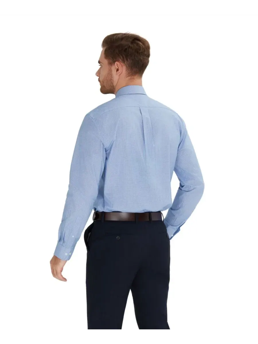 Мужская классическая рубашка Regular Fit Bespoke из поплина Club Room — изображение 6 из 8, сине-серый
