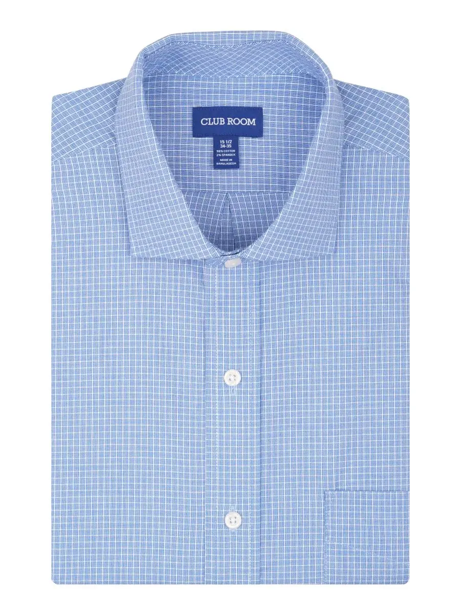 Мужская классическая рубашка Regular Fit Bespoke из поплина Club Room — изображение 7 из 8, сине-серый