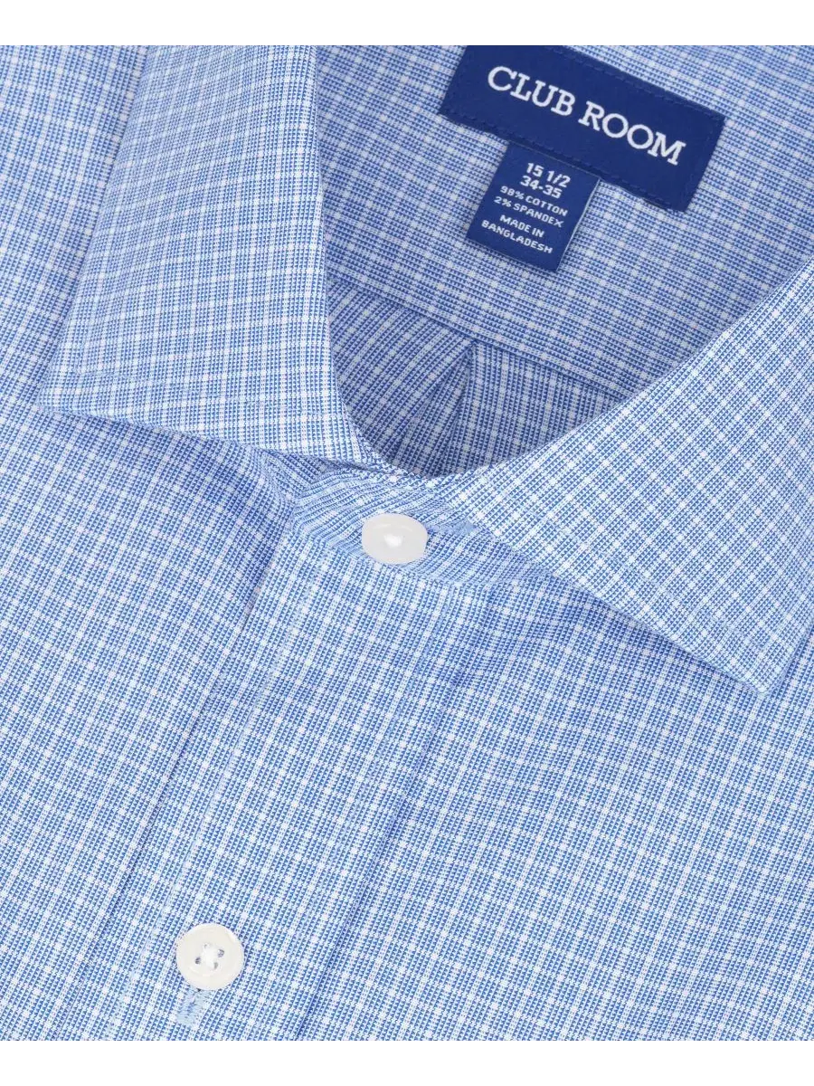 Мужская классическая рубашка Regular Fit Bespoke из поплина Club Room — изображение 8 из 8, сине-серый