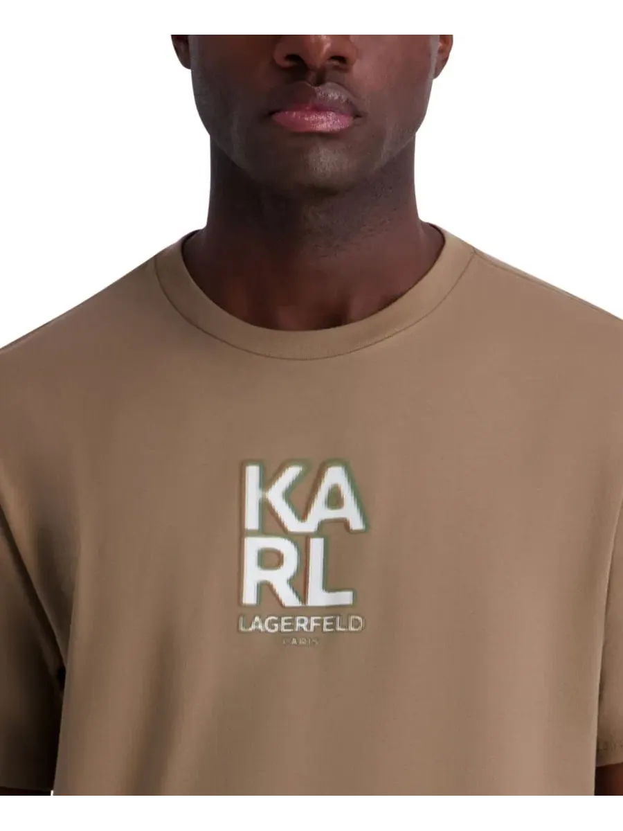 Футболка с графическим принтом Broken Mirror Effect Karl Logo KARL LAGERFELD PARIS — изображение 4 из 5, бежевый