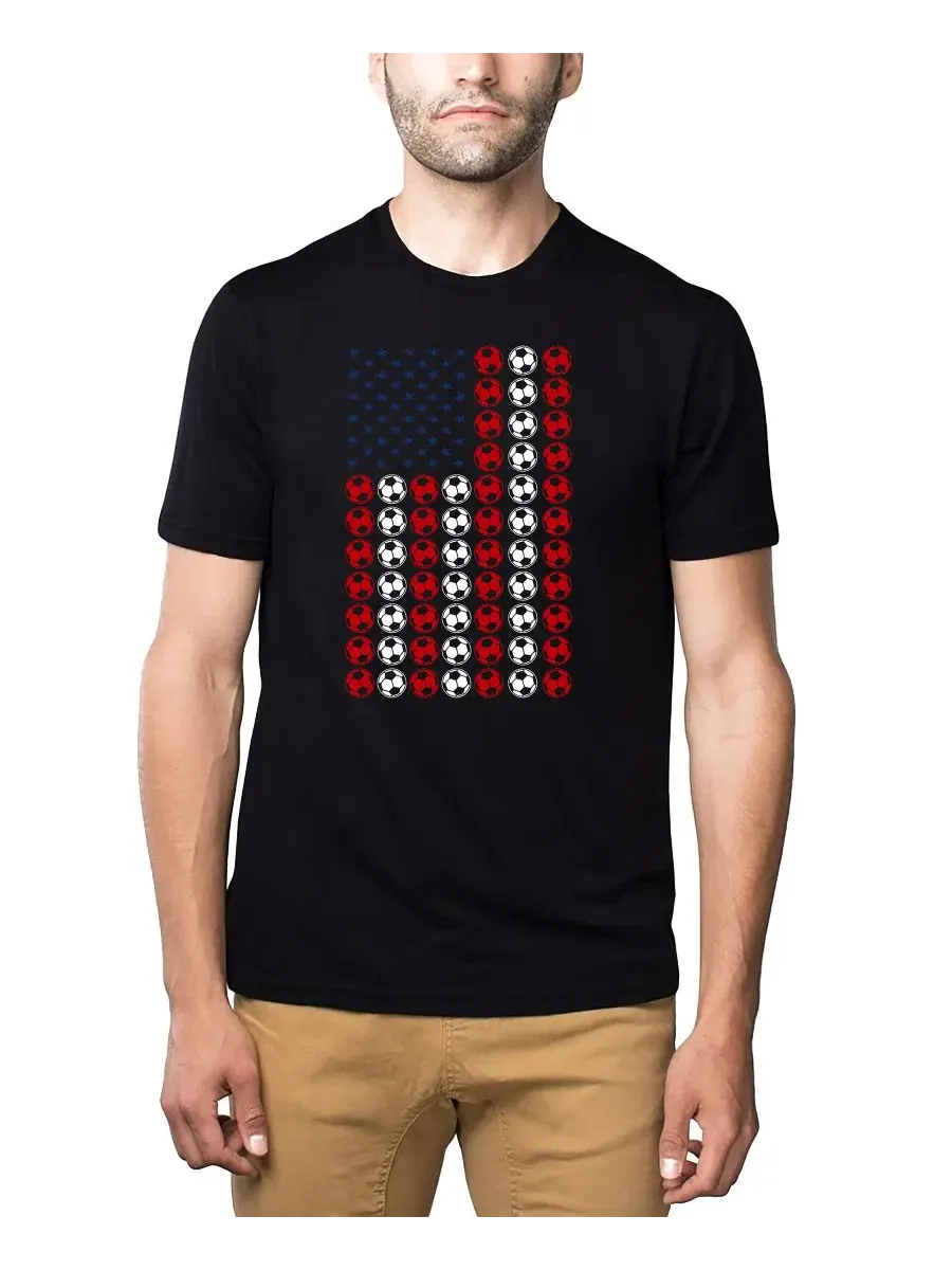 Футболка с принтом American Flag Soccer Balls LA Pop Art — изображение 1 из 4, черный