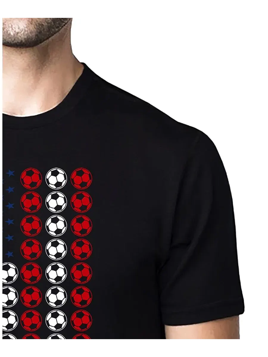 Футболка с принтом American Flag Soccer Balls LA Pop Art — изображение 2 из 4, черный
