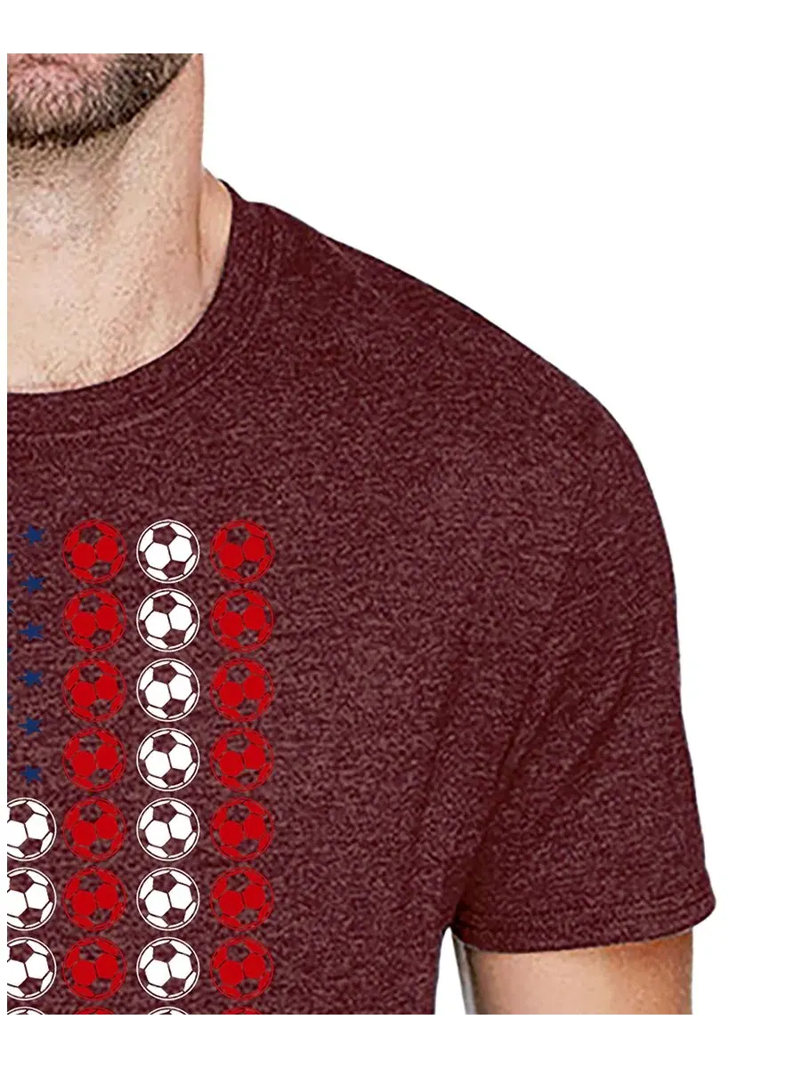 Футболка с принтом American Flag Soccer Balls LA Pop Art — изображение 2 из 3, бордовый