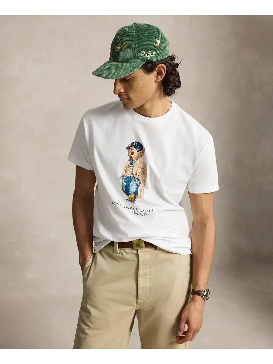 Футболка классического кроя с принтом Polo Bear Polo Ralph Lauren — изображение 1 из 5, белый
