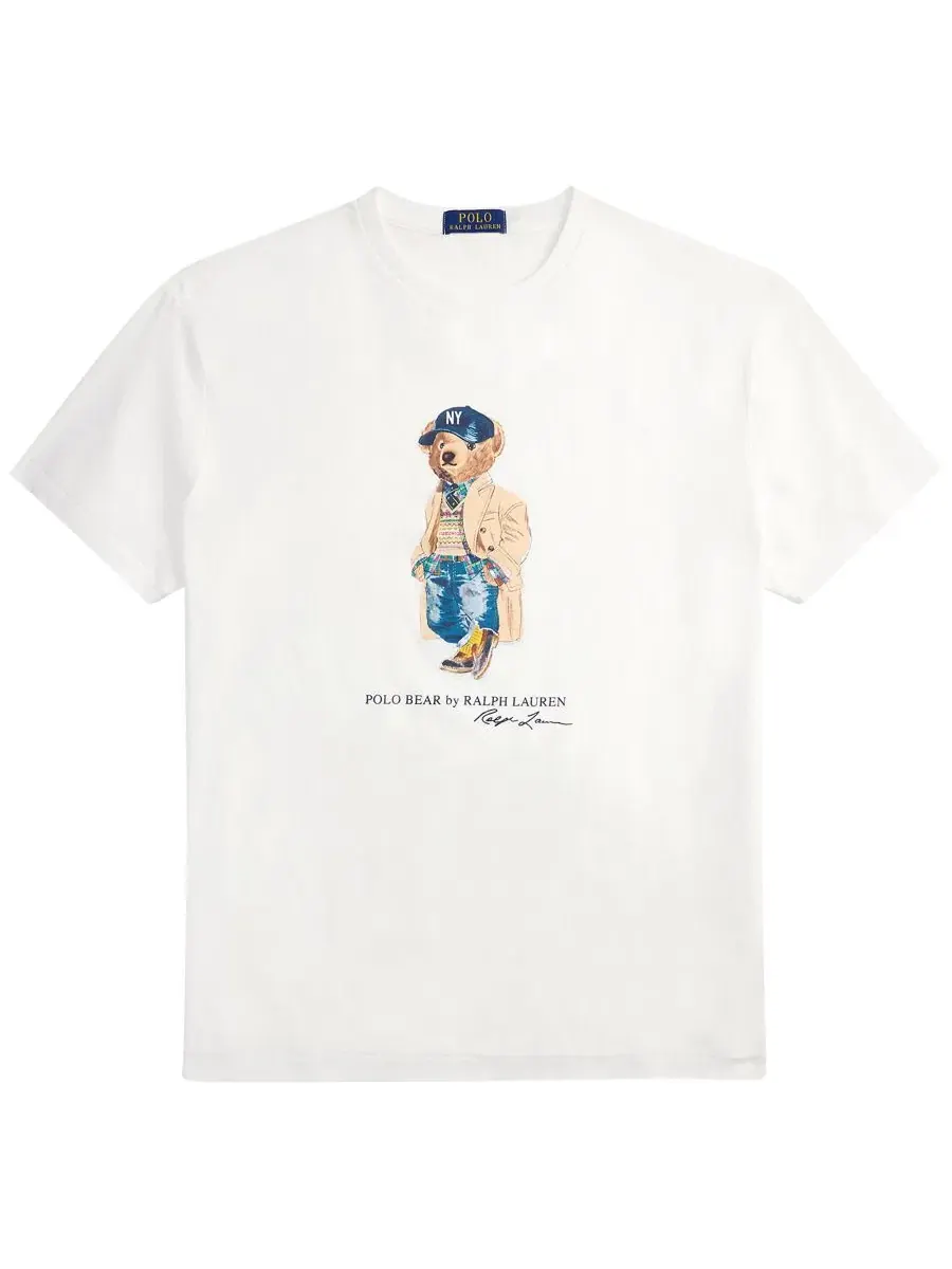 Футболка классического кроя с принтом Polo Bear Polo Ralph Lauren — изображение 5 из 5, белый