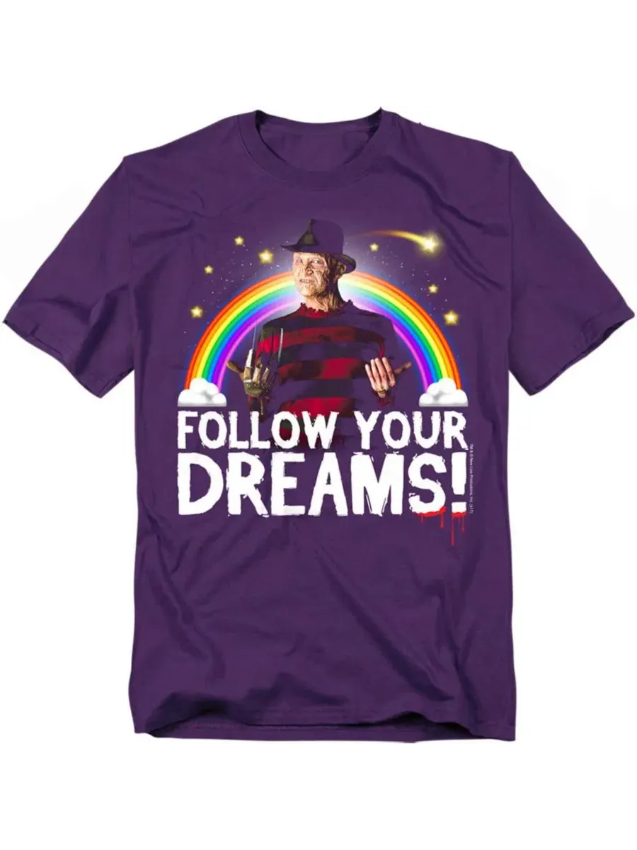 Футболка с длинным рукавом, с принтом, Nightmare on Elm Street Follow Your Dreams Friday The 13th — фиолетовый