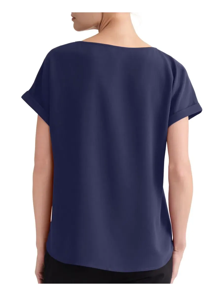 Блуза с длинным рукавом и пуговицами на плечах, модель Petite Shoulder-Button-Detail Boat-Neck — изображение 3 из 3