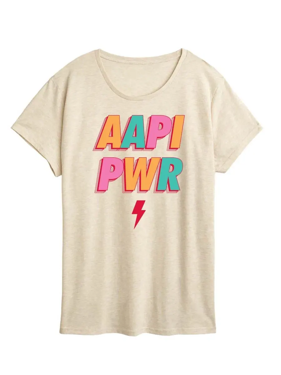 Футболка с графическим принтом AAPI Power Instant Message Plus Size Hybrid Apparel — изображение 1 из 3, березовый
