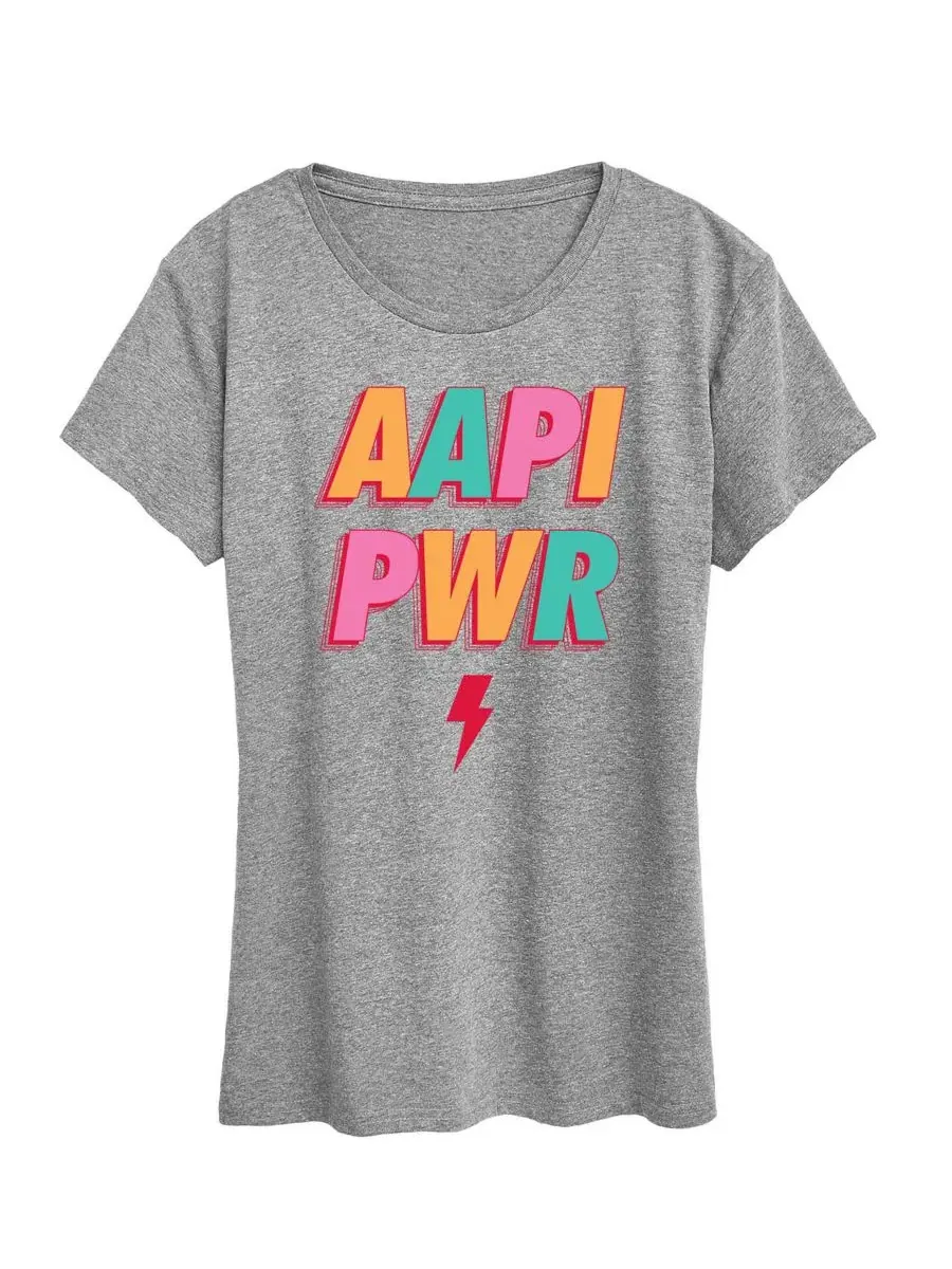 Футболка с графическим принтом AAPI Power, Plus Size Hybrid Apparel — изображение 1 из 3, серый