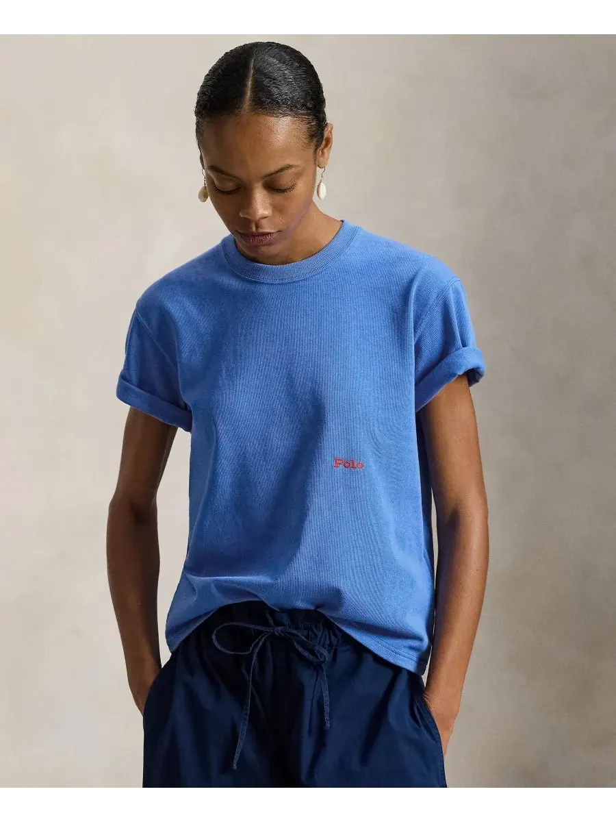Женская футболка с круглым вырезом "Большой пони" Polo Ralph Lauren — изображение 1 из 6, синий