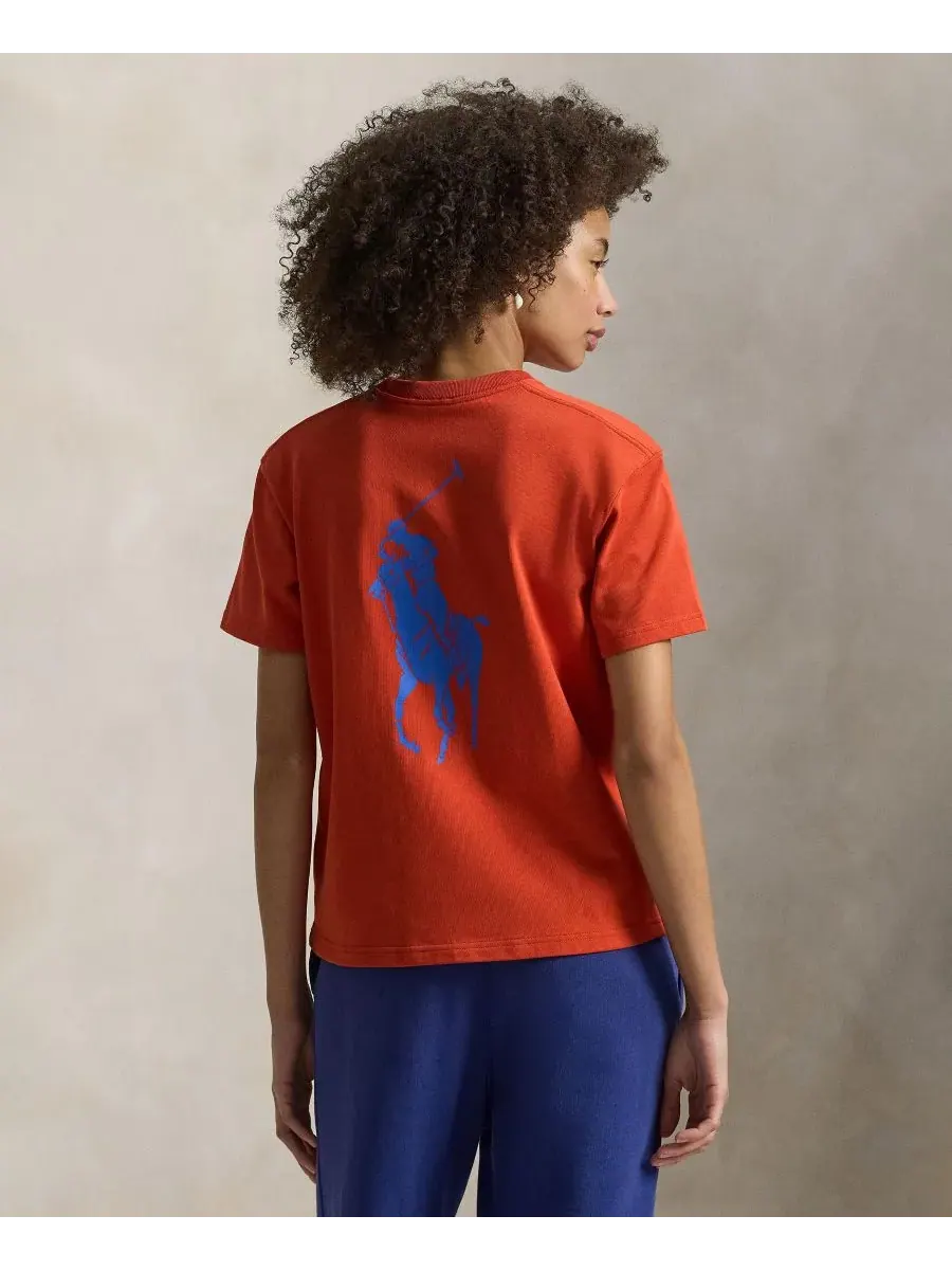 Женская футболка с круглым вырезом "Большой пони" Polo Ralph Lauren — изображение 4 из 5, красный