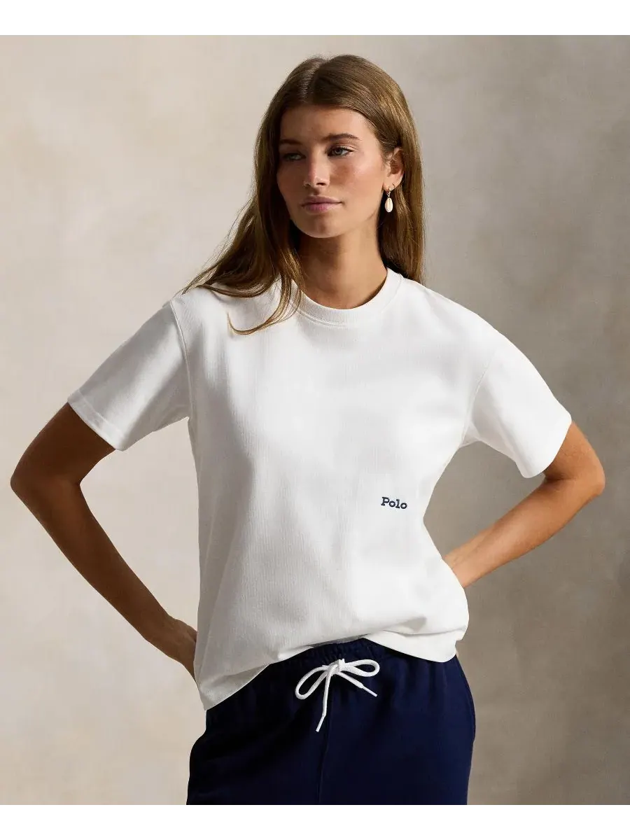 Женская футболка с круглым вырезом "Большой пони" Polo Ralph Lauren — изображение 1 из 5, белый