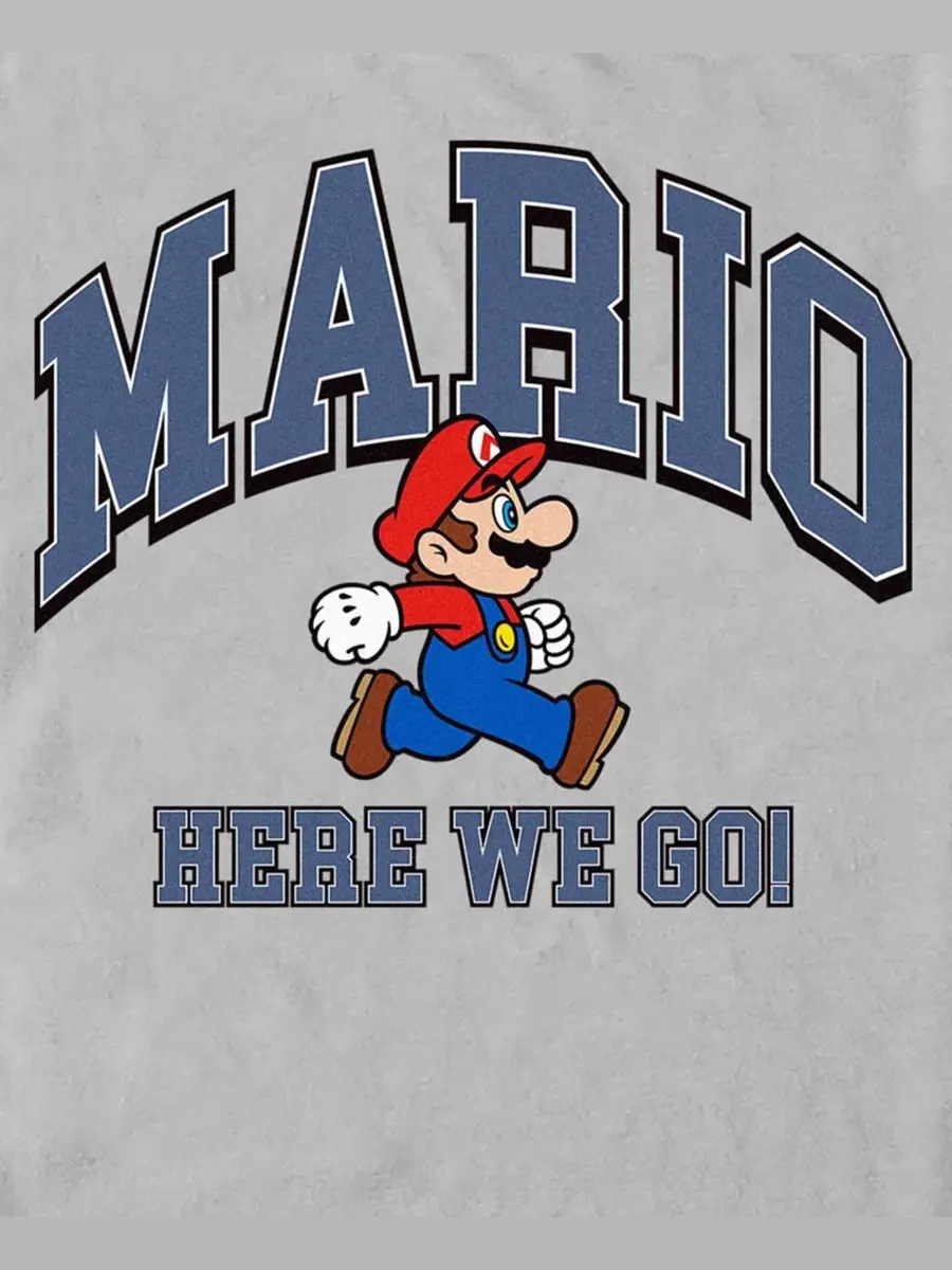 Футболка с принтом Mario Here We Go Fifth Sun — изображение 3 из 3, серый