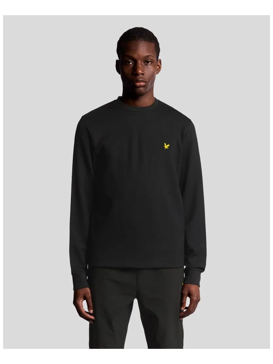 Мужская флисовая толстовка с круглым вырезом и длинными рукавами Lyle & Scott — изображение 1 из 7, черный