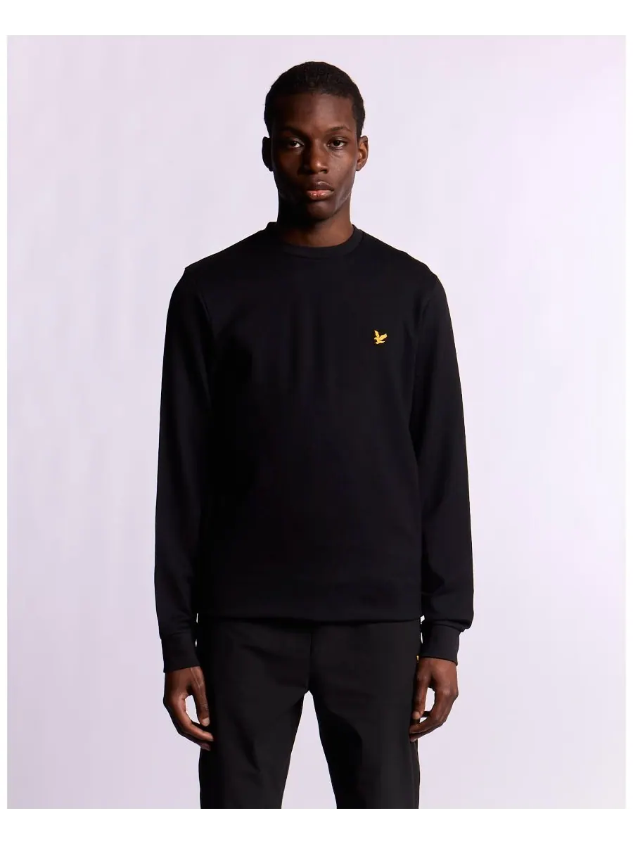 Мужская флисовая толстовка с круглым вырезом и длинными рукавами Lyle & Scott — изображение 3 из 7, черный