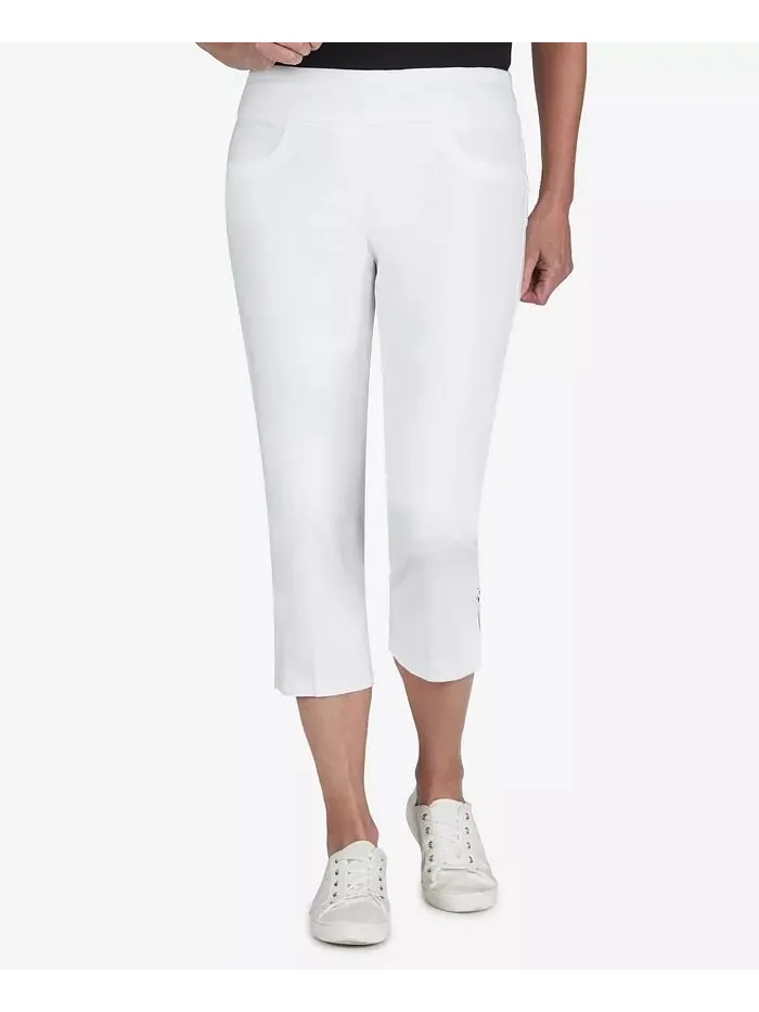 Брюки-капри Plus Size Essentials Solid Push-On с подрезами по низу HEARTS OF PALM
