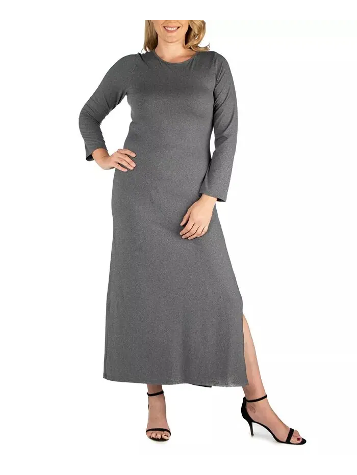 Женское платье макси с боковыми разрезами больших размеров 24seven Comfort Apparel