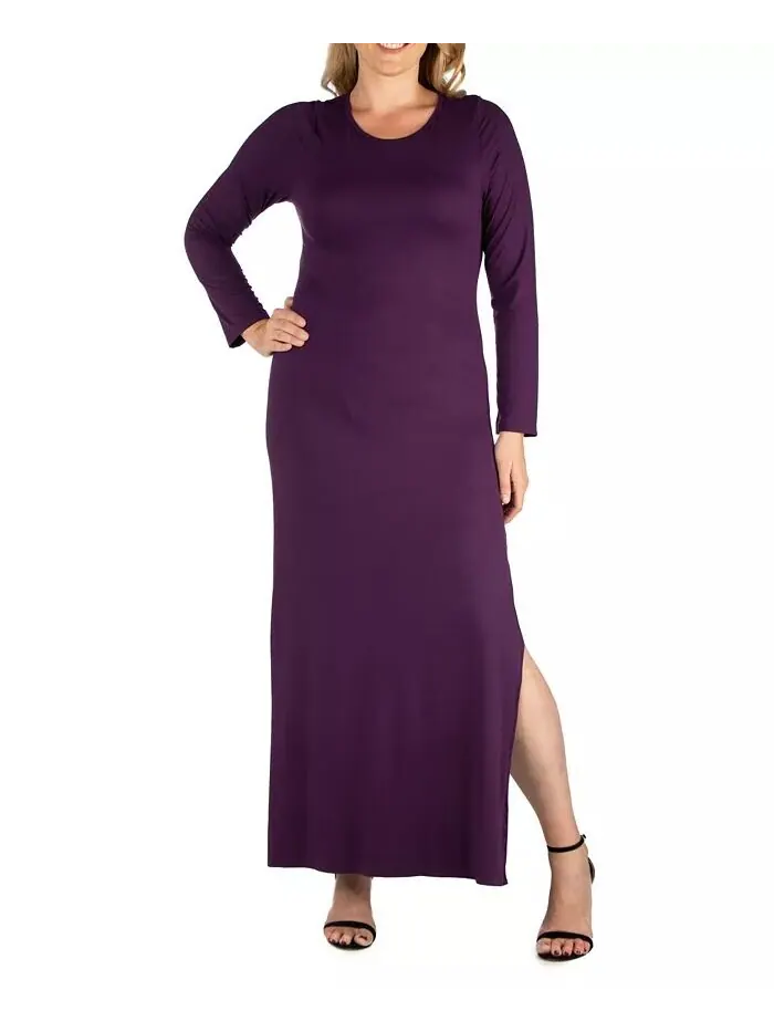 Женское платье макси с боковыми разрезами больших размеров 24seven Comfort Apparel