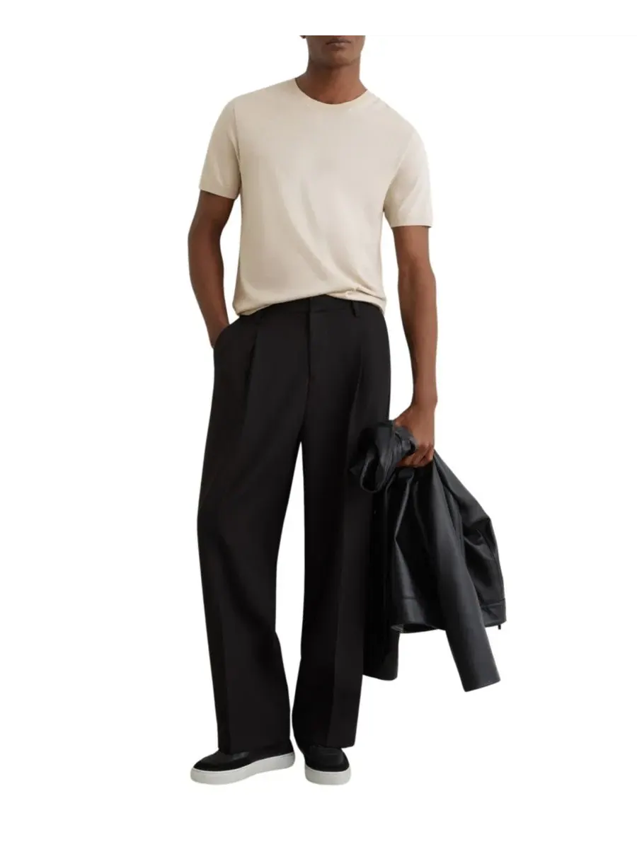 Футболка с коротким рукавом Chad Cotton-Modal Modern-Fit REISS — изображение 3 из 5, серый