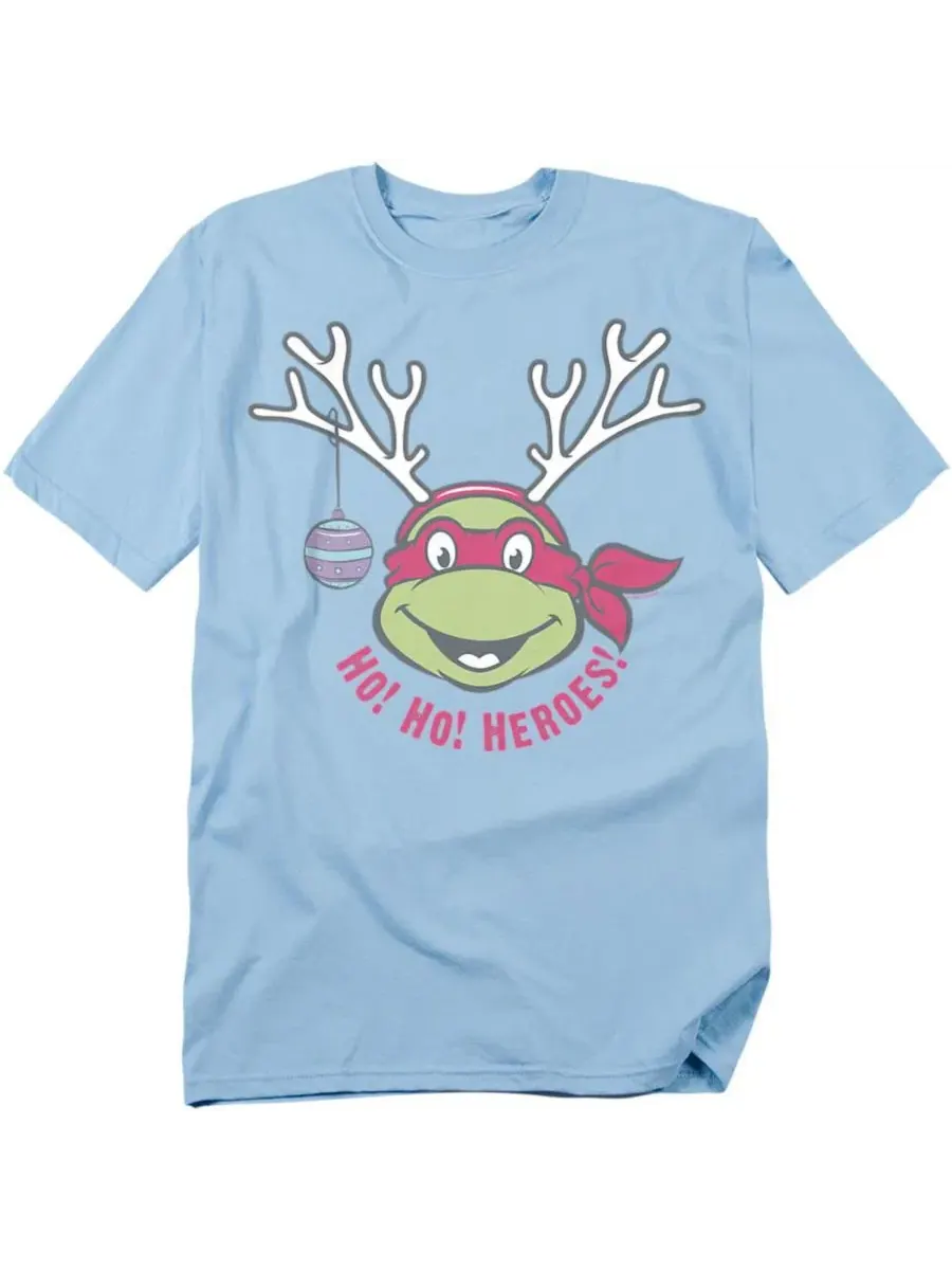 Футболка с принтом Heroes Christmas Reindeer Teenage Mutant Ninja Turtles — изображение 1 из 3, светлый синий