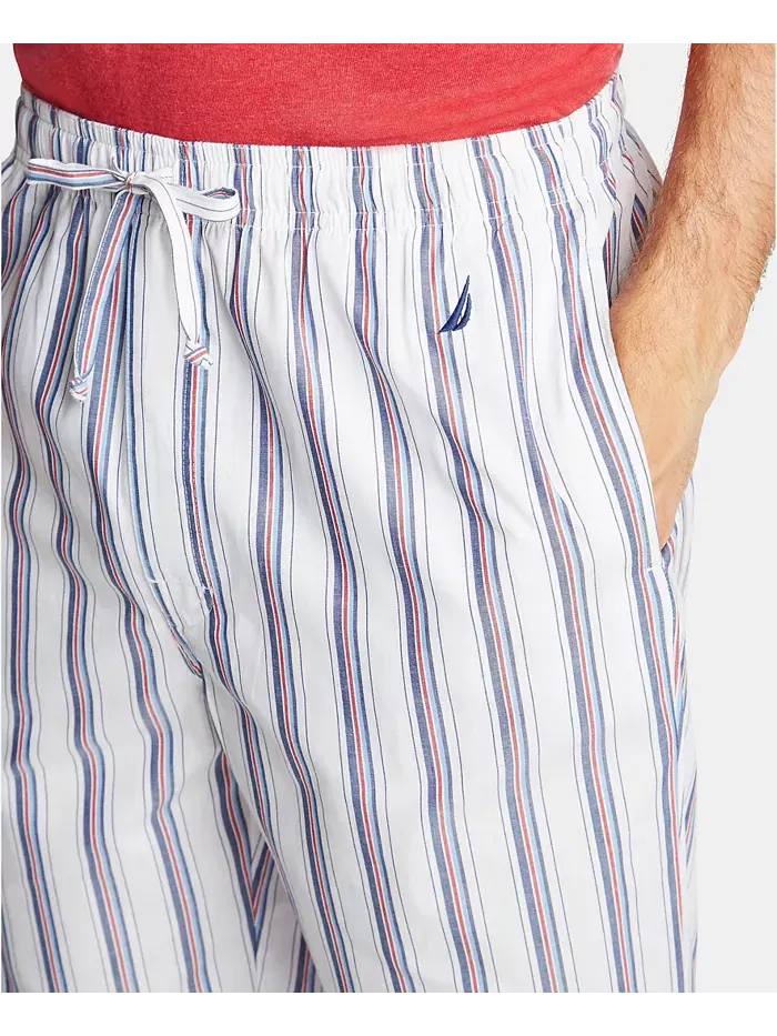 Мужские пижамные брюки из хлопка в полоску Nautica — изображение 3 из 4, яркий белый