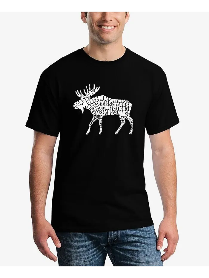 Мужская футболка с коротким рукавом Word Art Moose LA Pop Art — изображение 1 из 3, черный