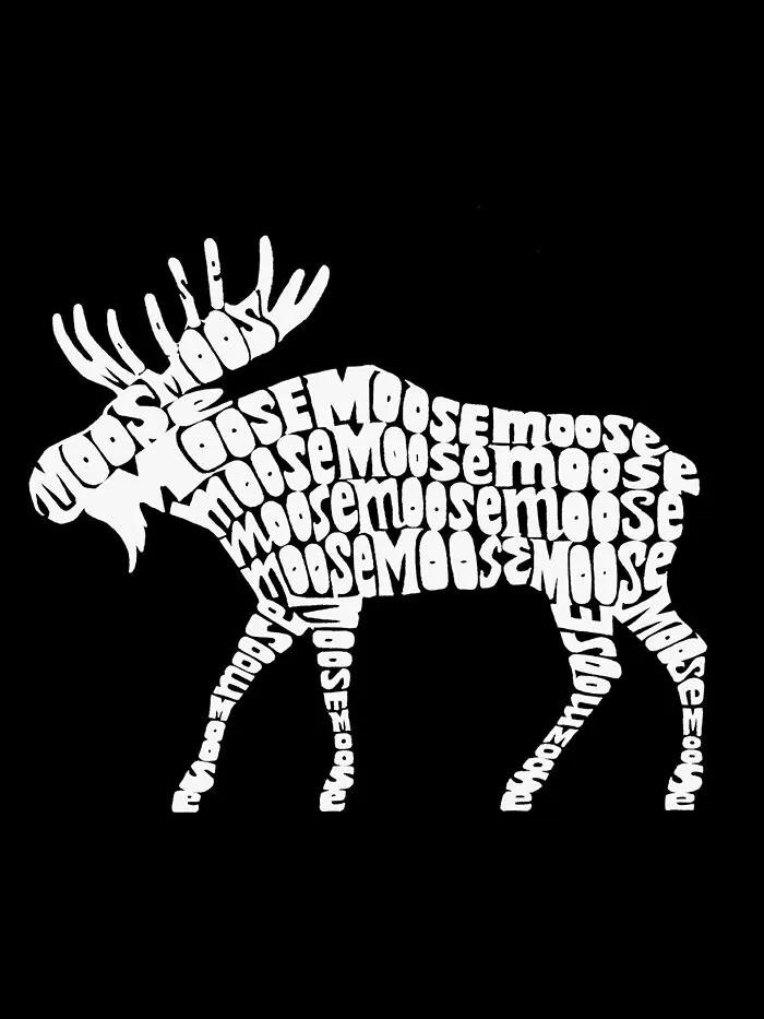 Мужская футболка с коротким рукавом Word Art Moose LA Pop Art — изображение 3 из 3, черный